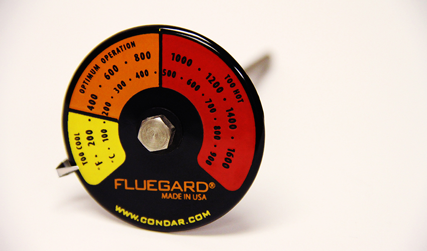 Condar fluegard thermometer for double wall stovepipes