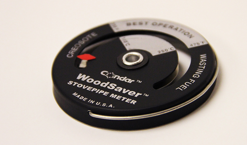 Condar Woodsaver magnetic thermometer for single wall stovepipe